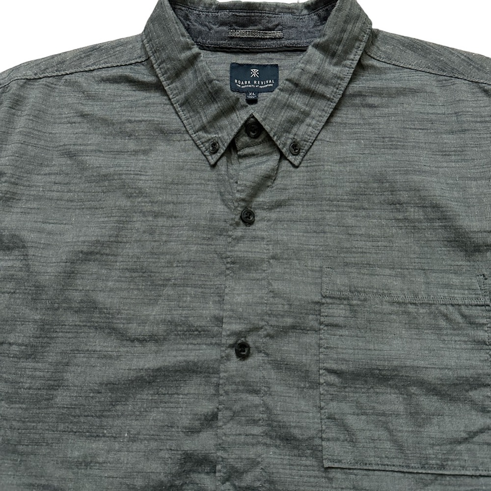 Roark Revival Shirt Mens XL Long Sleeve Button Down Pocket Gray Cotton Polyester - Picture 3 of 6